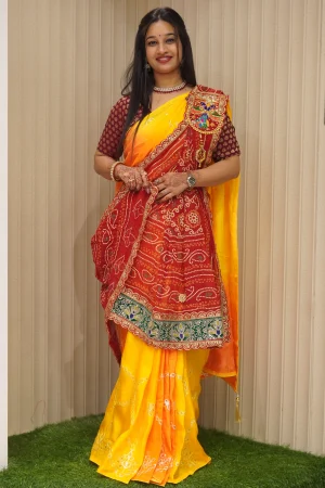 NS Rajasthani Handwork Chunri Georgette Broach Odhna