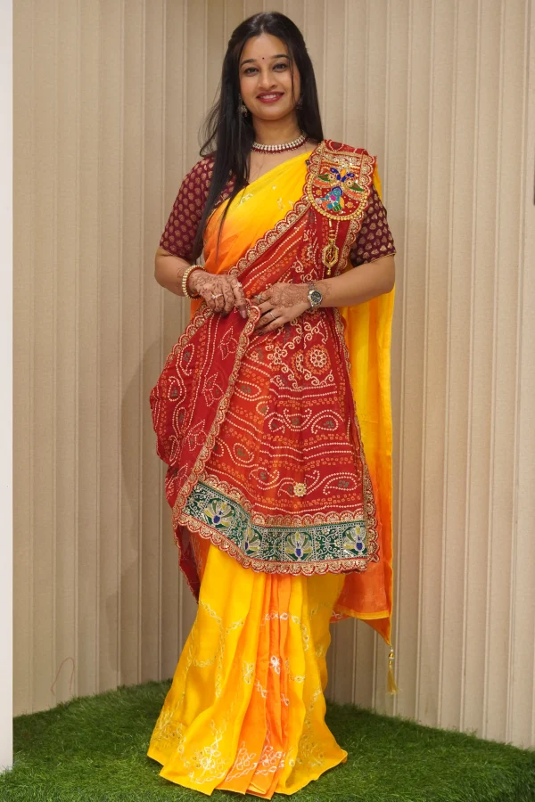 NS Rajasthani Handwork Chunri Georgette Broach Odhna