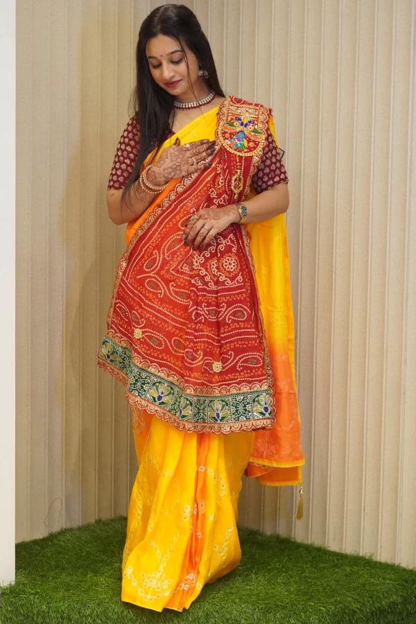 NS Rajasthani Handwork Chunri Georgette Broach Odhna