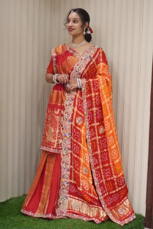 NS Handwork Pila Gaji Silk Traditional Dupatta