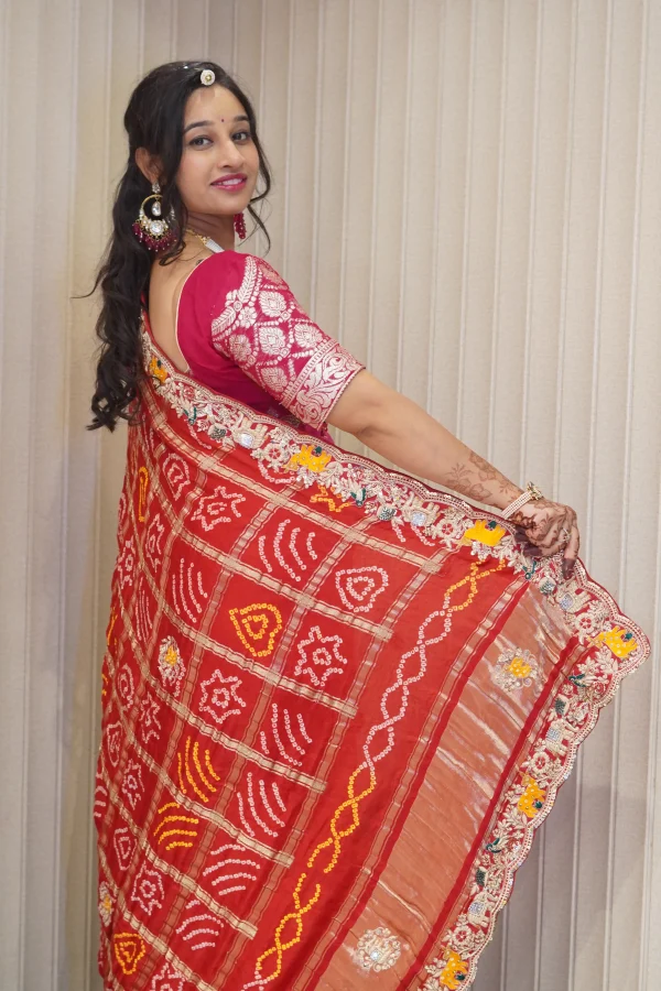 ns-b6-5 NS Handwork Chunri Gaji Silk Traditional Dupatta