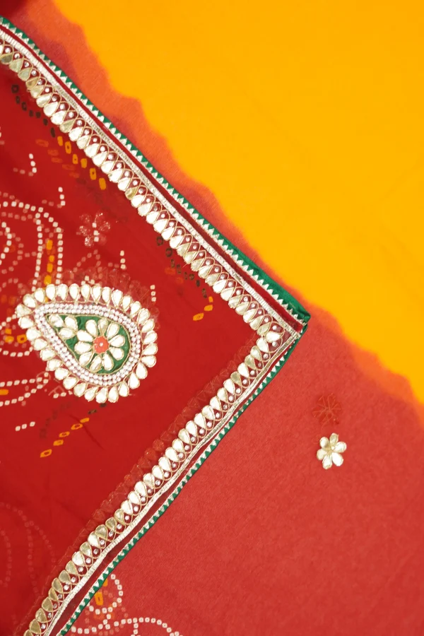 NS Gota Patti Pila Georgette Traditional Dupatta