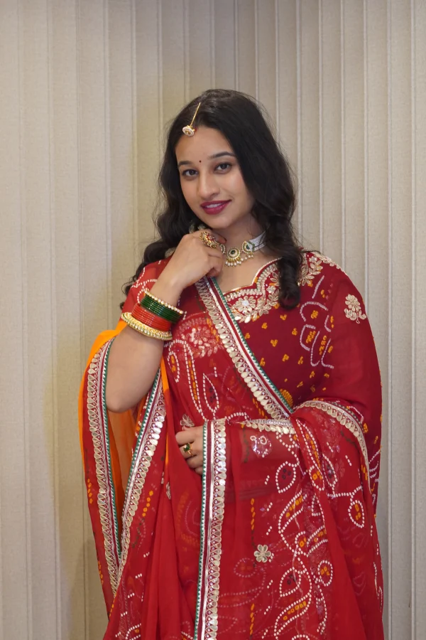 NS Gota Patti Pila Georgette Traditional Dupatta