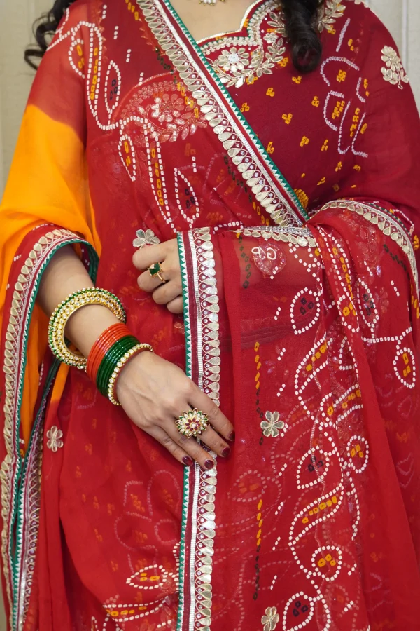 NS Gota Patti Pila Georgette Traditional Dupatta