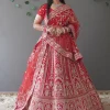 NS Royal Red Bridal Embroidered Lehenga Set
