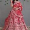 NS Royal Red Bridal Embroidered Lehenga Set