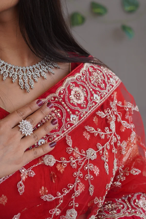NS Royal Red Bridal Embroidered Lehenga Set