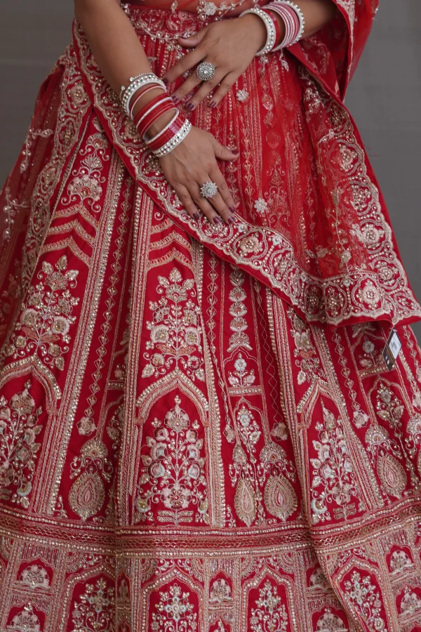 NS Royal Red Bridal Embroidered Lehenga Set