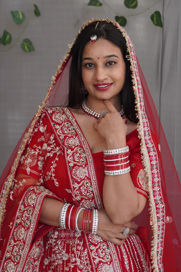 NS Royal Red Heavy Embroidered Bridal Lehenga