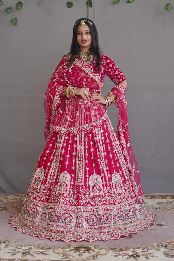 NS Rani Deep RedBridal Heavy Zari Lehenga
