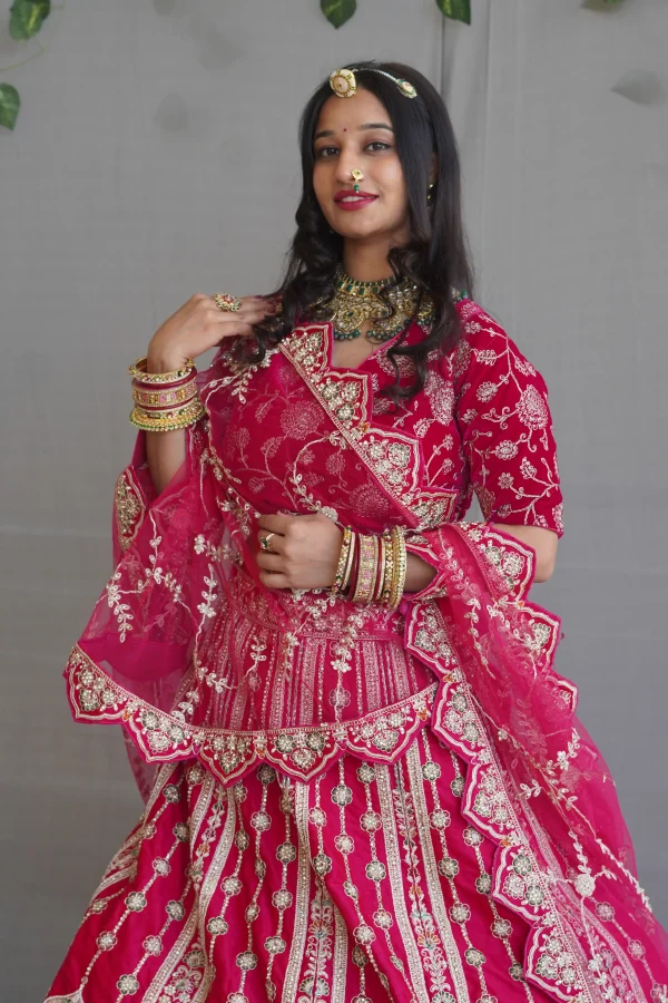 NS Rani Deep RedBridal Heavy Zari Lehenga