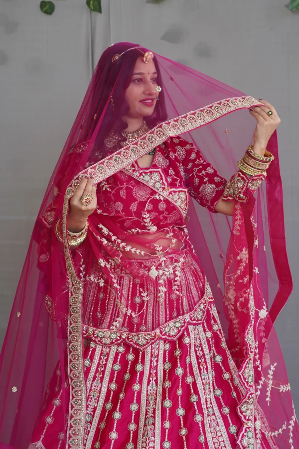 NS Rani Deep RedBridal Heavy Zari Lehenga