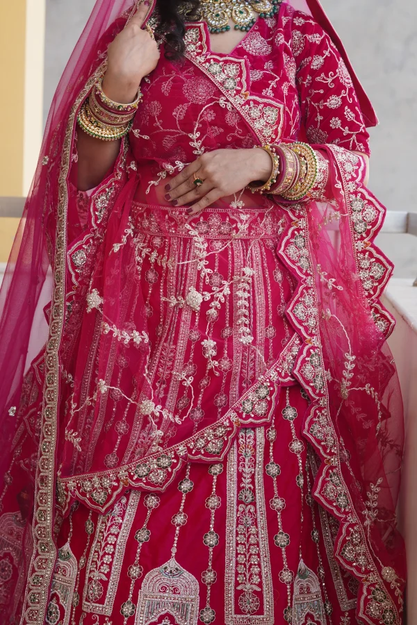 NS Rani Deep RedBridal Heavy Zari Lehenga