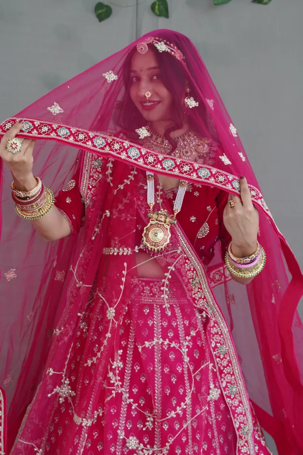 NS Rani Deep RedBridal Heavy Zari Lehenga
