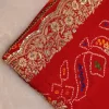 NS Rajasthani Handwork 2 Path Zardozi Work Pila (Red + Orange)