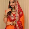 NS Rajasthani Handwork Zardozi Work Pila (Red + Orange)