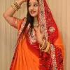 NS Rajasthani Handwork Zardozi Work Pila (Red + Orange)