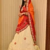 NS Rajasthani Handwork Zardozi Work Pila (Red + Orange)