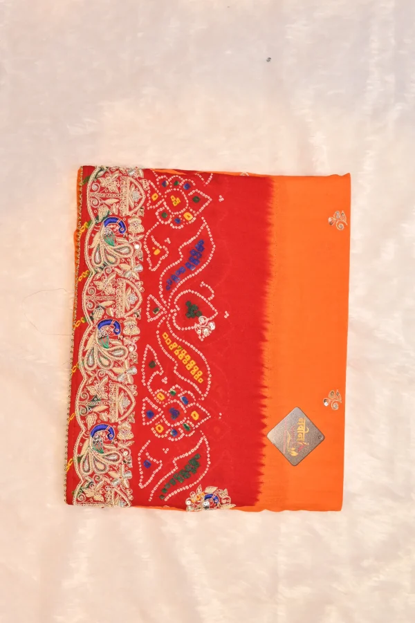 NS Rajasthani Handwork Zardozi Work Pila (Red + Orange)