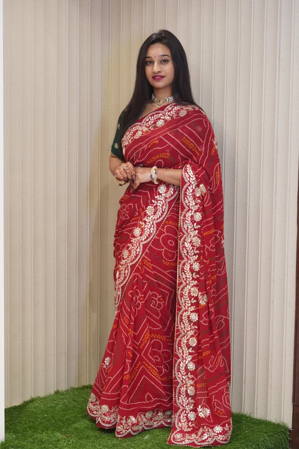 NS Zardozi Work Pure Georgette Festive Wear Saree