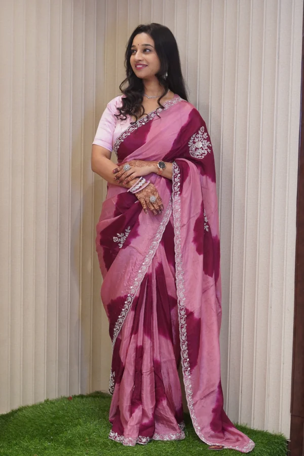 NS Tie Dye Handwork Ho Silk Festive Wear Saree