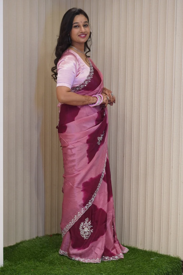 NS Tie Dye Handwork Ho Silk Festive Wear Saree