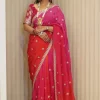 NS Elegant Tie Dye Handwork Ho Silk Party Wear Saree