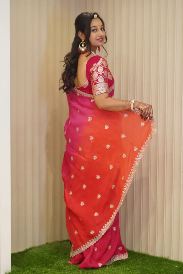 NS Elegant Tie Dye Handwork Ho Silk Party Wear Saree