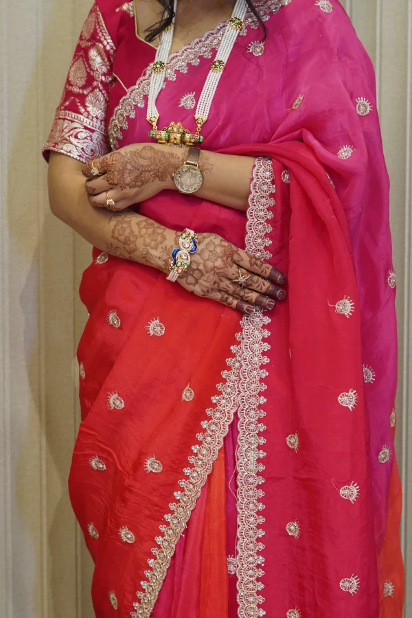 NS Elegant Tie Dye Handwork Ho Silk Party Wear Saree