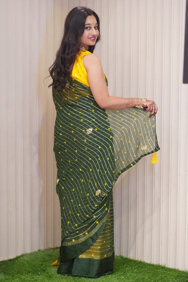 NS Satin Patta Handwork Georgette Festive Wear Saree