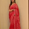 NS Bandhej Print Gota Lace Synthetic Festive Wear Saree