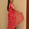 NS Bandhej Print Gota Lace Synthetic Festive Wear Saree
