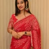 NS Bandhej Print Gota Lace Synthetic Festive Wear Saree