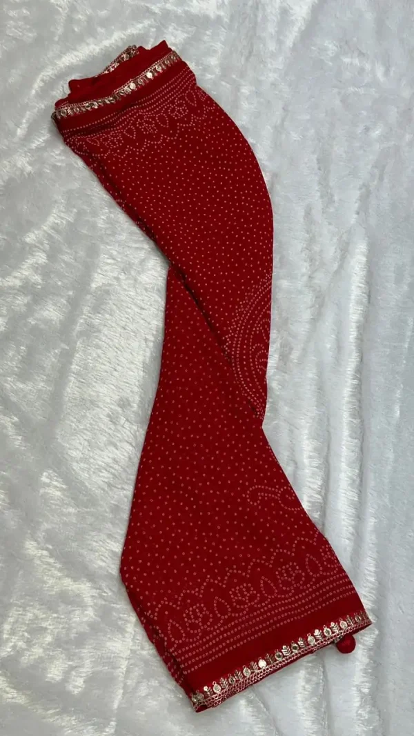 ns-s23-2 NS Traditional Bandhej Print Gota Patti Style Synthetic Saree