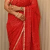 ns-s23-8 NS Traditional Bandhej Print Gota Patti Style Synthetic Saree