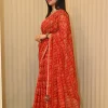 NS Bandhej Print Saree with Gota Lace Border – Synthetic Fabric