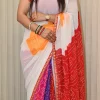 NS Multi Color Bandhej Print Saree with Gota Lace Border – Synthetic Fabric